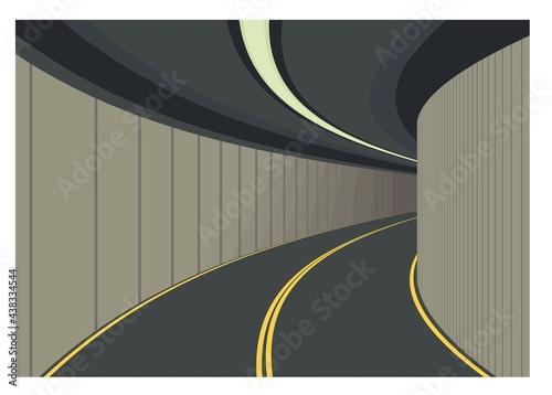 Inside of road tunnel. Simple flat illustration