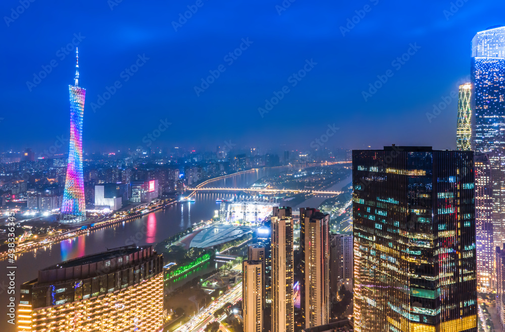Aerial photography of Guangzhou city architecture night view