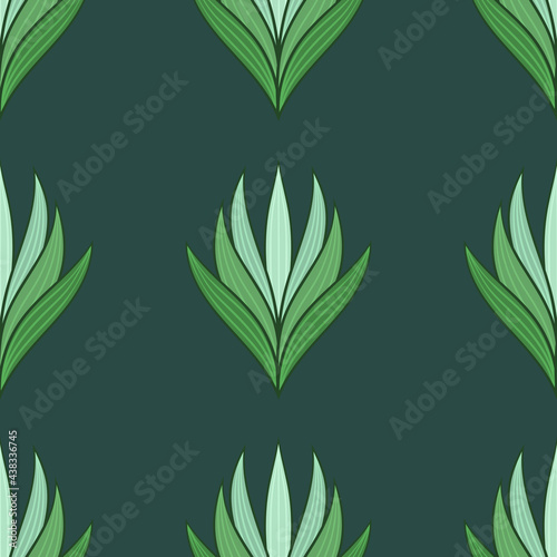 Seamless pattern with tulips in flat modern style. Design from multi-colored tulips in Damascus style. Vector illustration