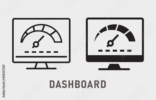 Dashboarding visualization icon on white background. Vector illustration.