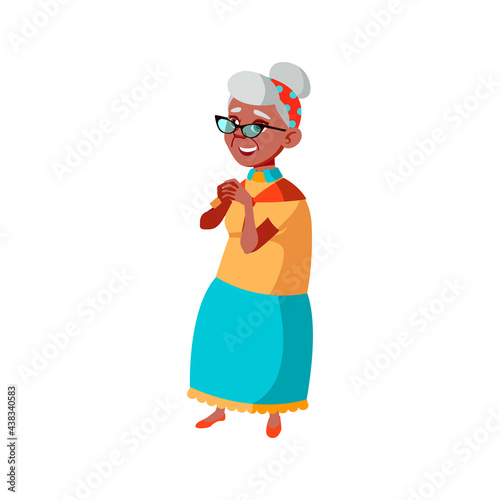 hispanic woman senior with positive emotion looking at newborn grandchild cartoon vector. hispanic woman senior with positive emotion looking at newborn grandchild character. isolated flat cartoon