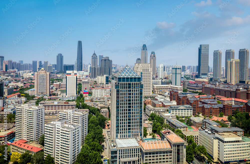 Fototapeta premium Aerial photography of Tianjin city architecture landscape skyline