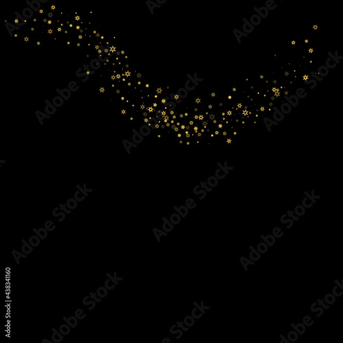 Falling Snow flakes golden pattern Holiday Vector