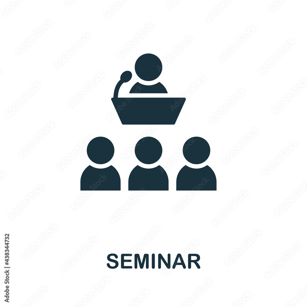 Seminar icon. Monochrome simple element from presentation collection. Creative Seminar icon for web design, templates, infographics and more Seminar icon. Monochrome simple element from presentation collection. Creative Seminar icon for web design, templates, infographics and more