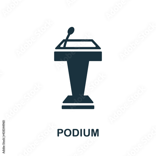 Podium icon. Monochrome simple element from presentation collection. Creative Podium icon for web design, templates, infographics and more