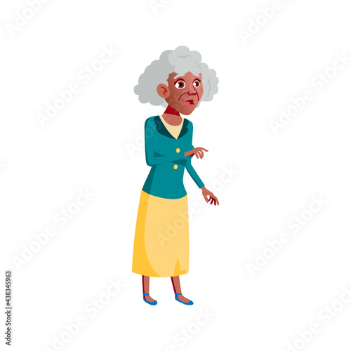 shocked grandmother looking at grandkids on danger playground carousel cartoon vector. shocked grandmother looking at grandkids on danger playground carousel character. isolated flat cartoon