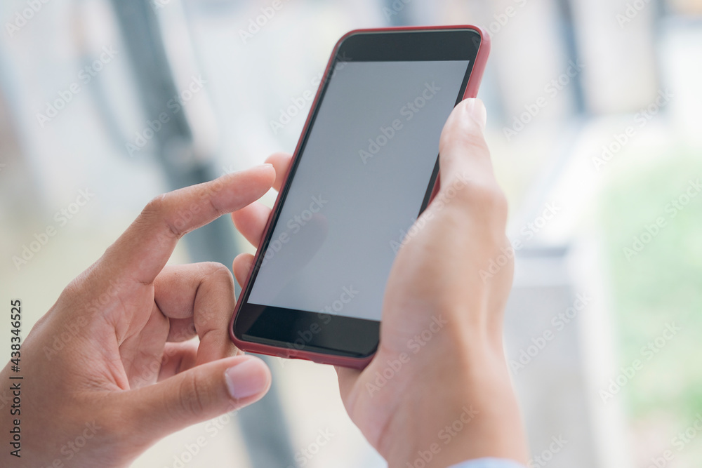 Close up of man hand holding smart phone. Close up of man hand holding smart phone.
