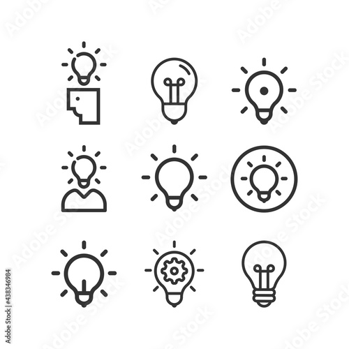 Idea, business line icon set. Creative. Light bulb. Electricity