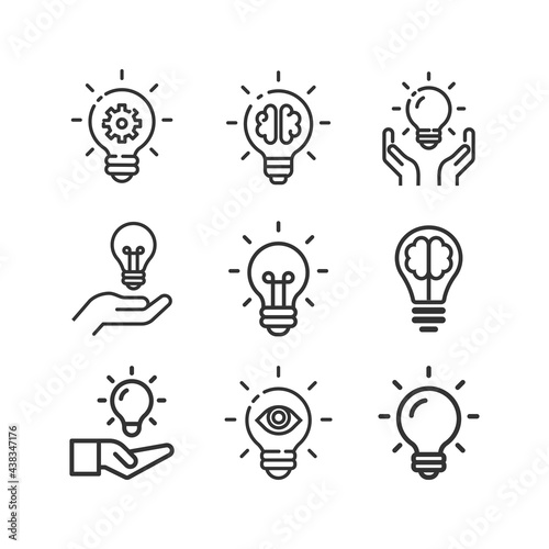 Idea, business line icon set. Creative. Light bulb. Electricity