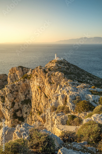 Knidos lighthouse on the cliff at Datca peninsula in Turkey photo