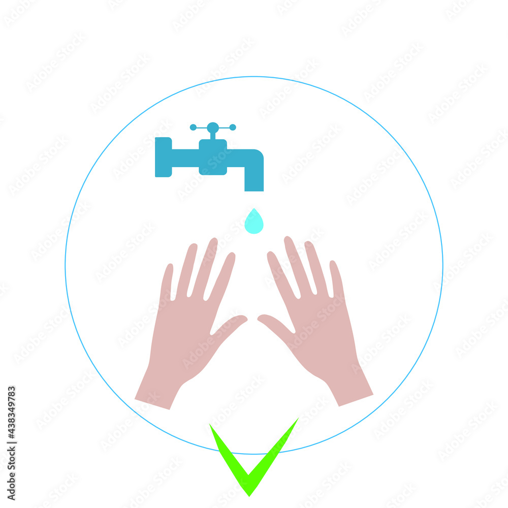 Hygiene icon. Vector icon of hands washing . Wash your hands with soap and water.