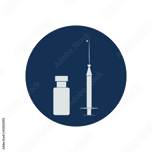 vector medical icon for pandemic vaccine ampoule and syringe. Image of covid-19 vaccine and syringe. Illustration of antiviral vaccine.