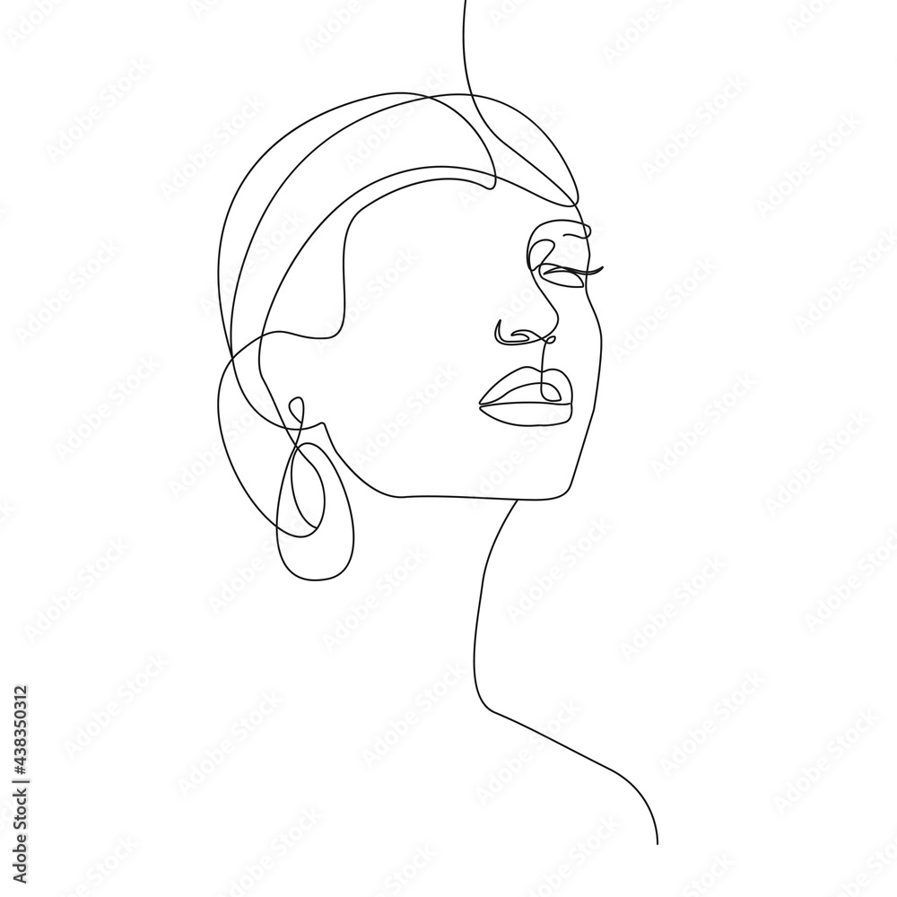 Female Face Line Art Drawing. Woman Face Minimalist Illustration. Woman  Minimal Sketch Drawing. Abstract Single Line, Home Decor, Wall Art. Vector  Eps 10 Stock Vector | Adobe Stock