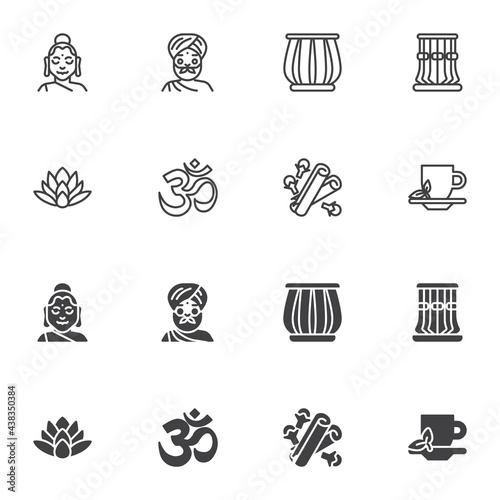 Indian culture icon set