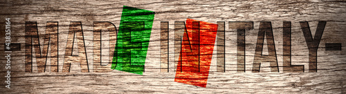 Flagge von Italien und Slogan Made In Italy