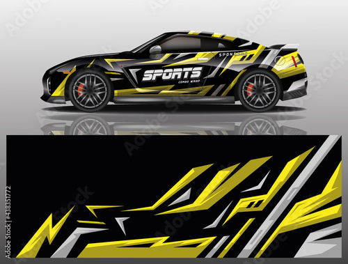 Car wrap decal designs. Abstract racing and sport background for racing livery or daily use car vinyl sticker. Vector eps 10. 