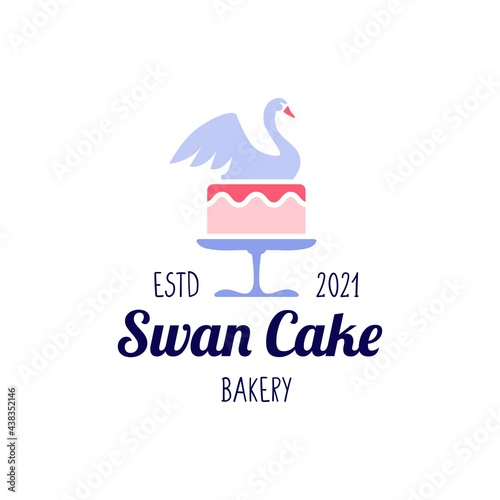 swan cake wedding bakery logo vector icon illustration