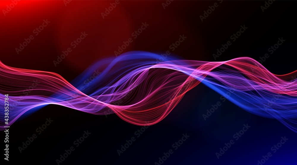 Vecteur Stock Abstract blue and red lines background. Flow dynamic wave ...