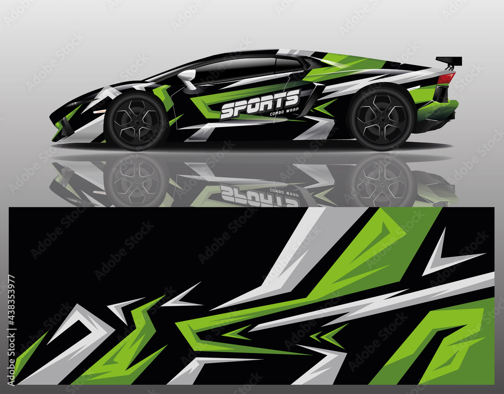 Car wrap decal designs. Abstract racing and sport background for racing livery or daily use car vinyl sticker. Vector eps 10.
