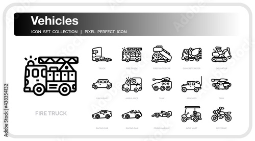 Vehicles icon set