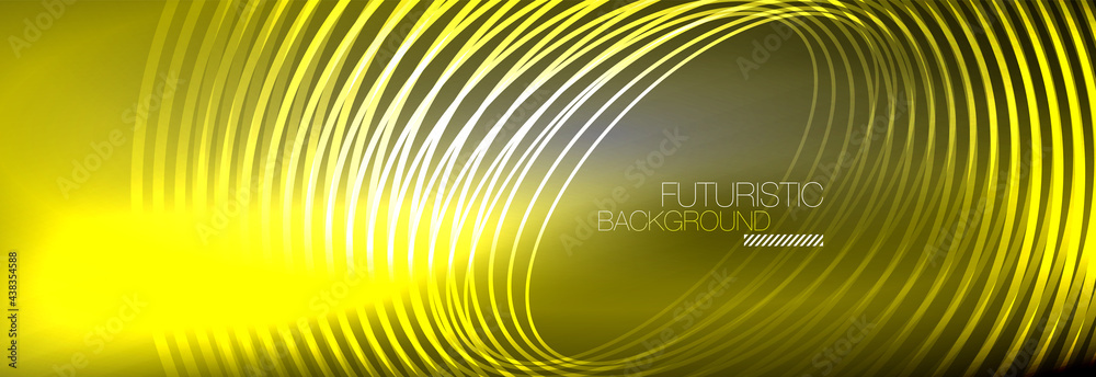Dark abstract background with glowing neon circles. Trendy layout template for business or technology presentation, internet poster or web brochure cover, wallpaper Dark abstract background with glowing neon circles. Trendy layout template for business or technology presentation, internet poster or web brochure cover, wallpaper