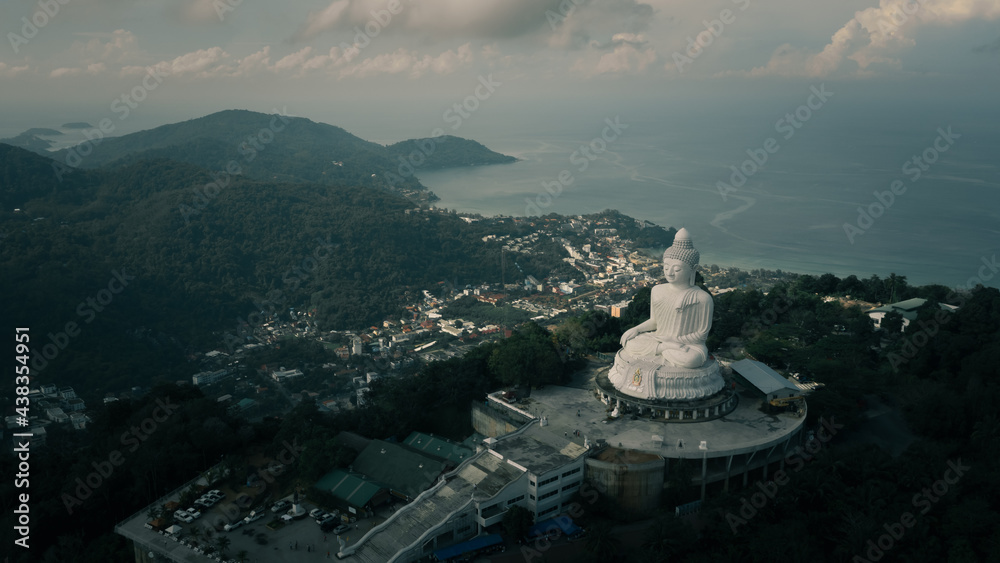 Big Buddha statue  on top of mountain view point Phuket thailand