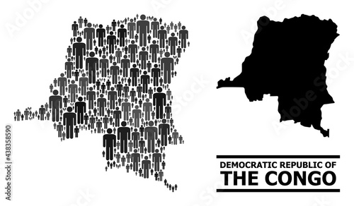 Map of Democratic Republic of the Congo for politics doctrines. Vector nation abstraction. Abstraction map of Democratic Republic of the Congo combined of men icons.