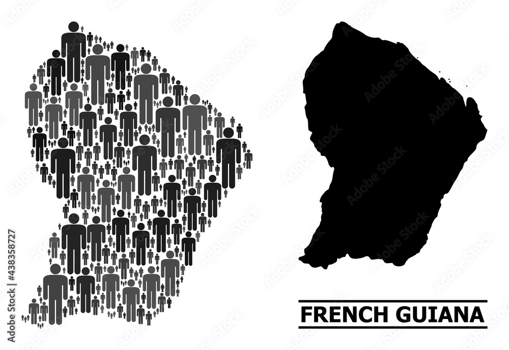 Map of French Guiana for demographics agitprop. Vector demographics