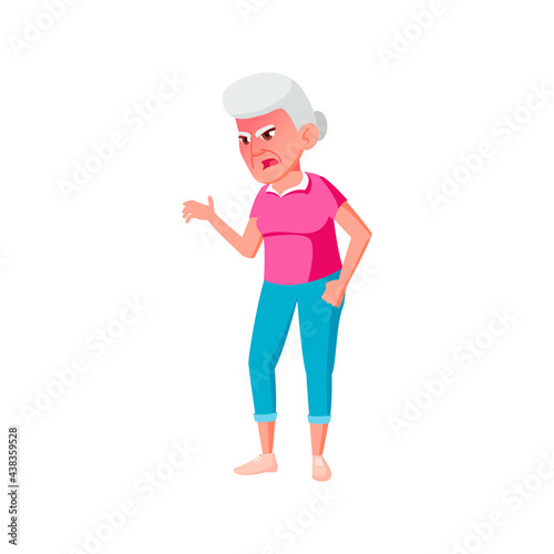yelling old woman screaming at friends in retirement home cartoon vector. yelling old woman screaming at friends in retirement home character. isolated flat cartoon illustration