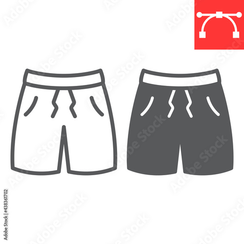 Swimming trunks line and glyph icon
