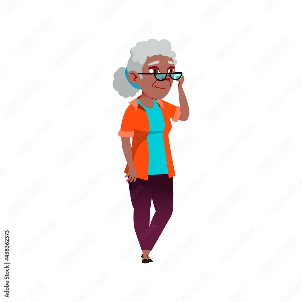 elder woman looking at children with smile cartoon vector. elder woman looking at children with smile character. isolated flat cartoon illustration