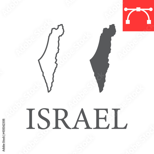 Map of Israel line and glyph icon