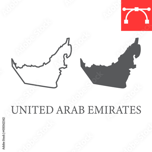Map of United Arab Emirates line and glyph icon