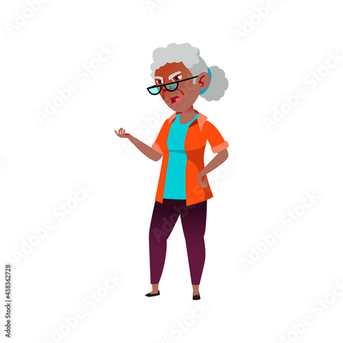 annoyed old african woman shouting at pharmacy seller cartoon vector. annoyed old african woman shouting at pharmacy seller character. isolated flat cartoon illustration