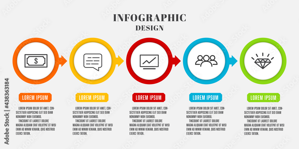 Vector time infographic design with concept business icon 5 step.
