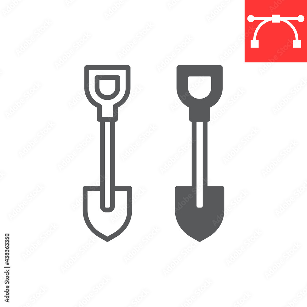 Shovel line and glyph icon Shovel line and glyph icon