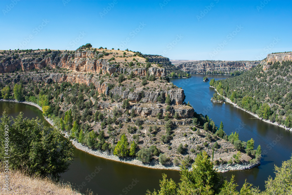 Canyon with the curves of the Hoces of Duraton river in Segovia, Spain