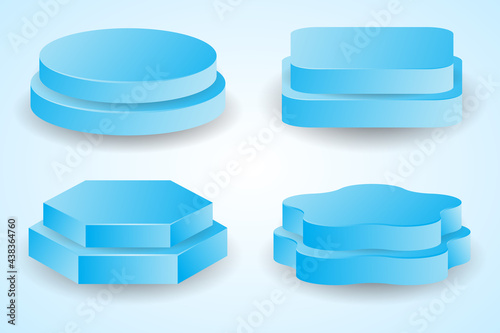 3d geometric blue display podium bundle