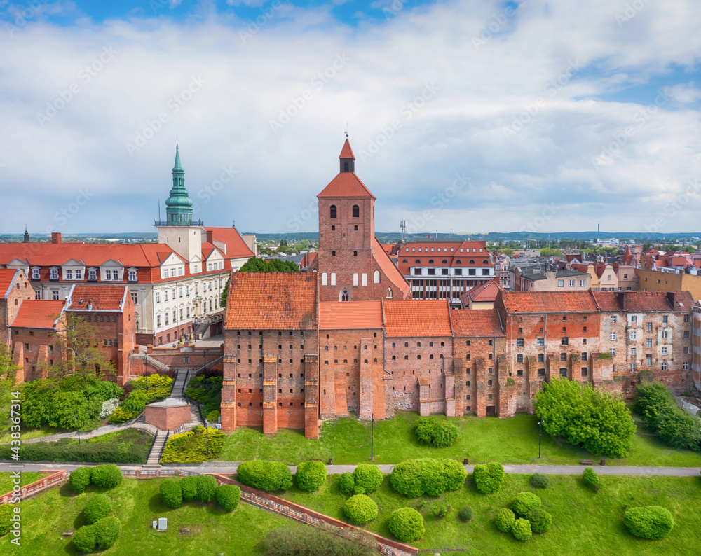 Grudziadz, Poland. Aerial view of historic Old Town