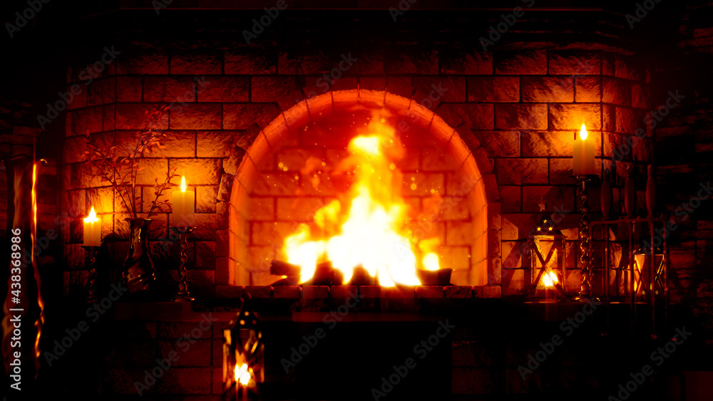 Fototapeta premium glowing warm red grate backdrop - design abstract 3D illustration