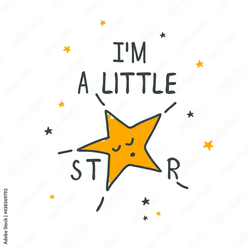 I am a little star typography vector for print design.