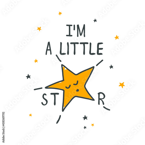 I am a little star typography vector for print design.