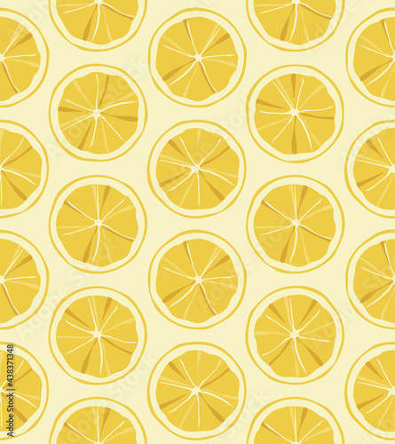 vector seamless pattern sliced lemons, yellow colour palette