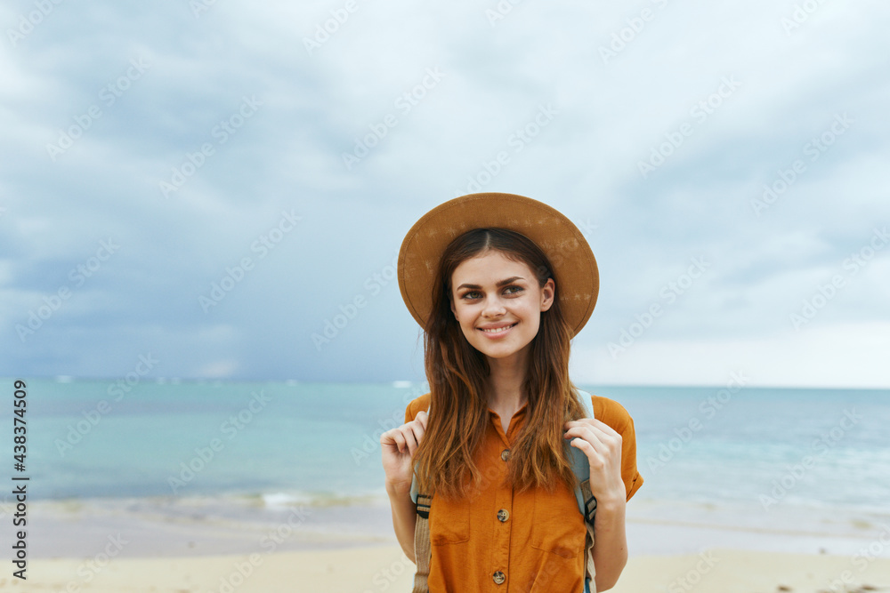 women tourists in hat travel island landscape ocean women tourists in hat travel island landscape ocean