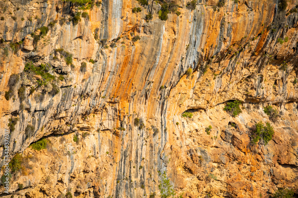 View of rock as background in Guver Canyon Nature Park near Antalya, Turkey