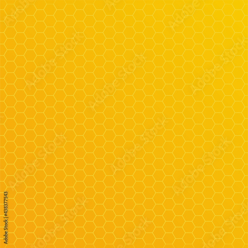 Honey bee hexagon hive honeycomb pattern seamless yellow and orange gradient background vector