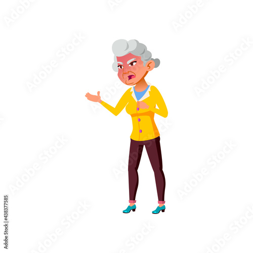 angry granny blaming nurse in hospital cartoon vector. angry granny blaming nurse in hospital character. isolated flat cartoon illustration