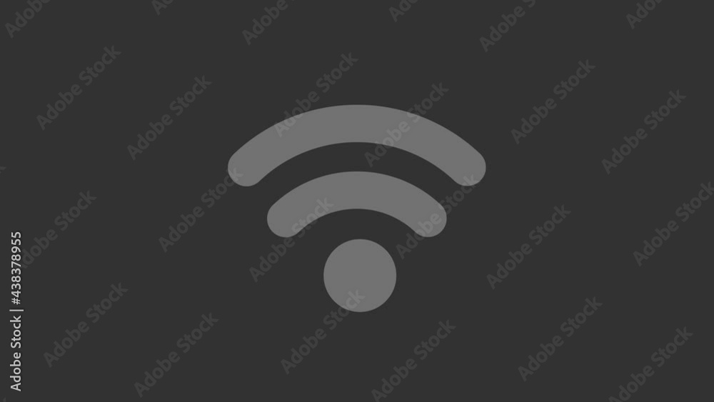 Flat wifi sign animation on black background. Communication icon symbol. Internet spot. Flat wifi sign animation on black background. Communication icon symbol. Internet spot.