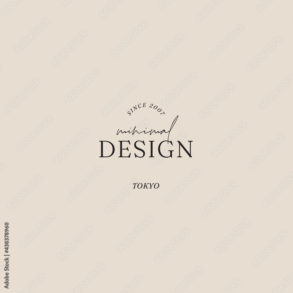 Hand drawn line art minimal vector logo design template. Boho style illustration of elegant signs and badges for beauty, natural cosmetics, wellness, creative agency, fashion, wedding.