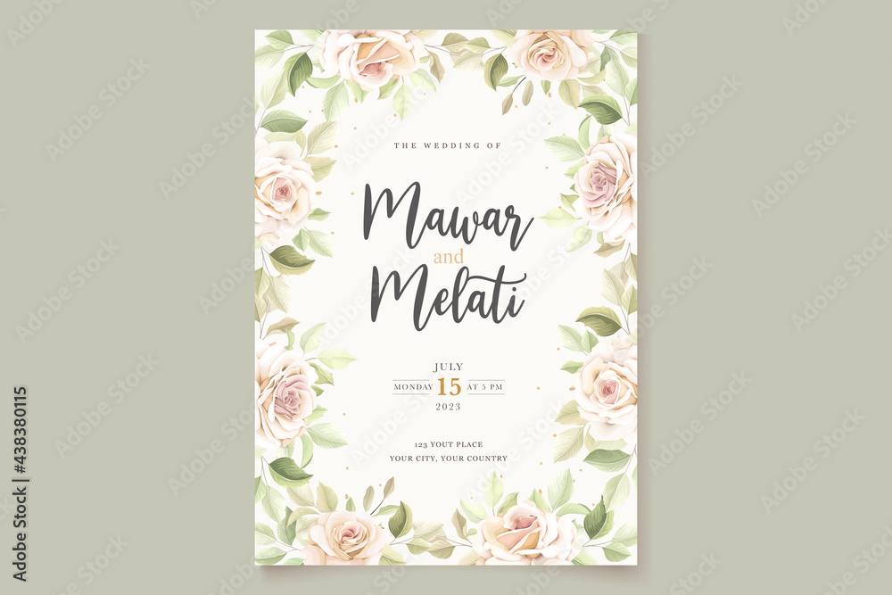hand drawn roses invitation card template